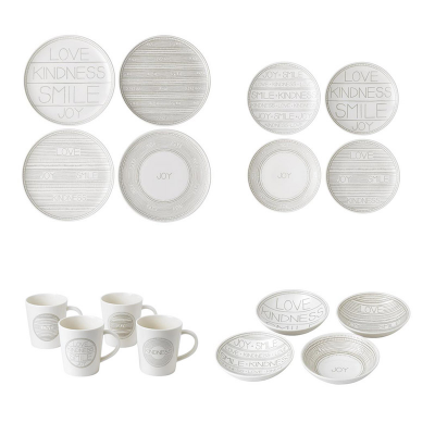 Royal Doulton ED Ellen DeGeneres Taupe Accents Dinner/Bowl/Mug/Plate | Set of 16